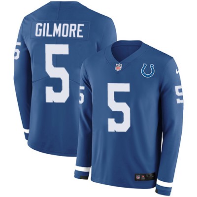 Nike Indianapolis Colts #5 Stephon Gilmore Royal Blue Team Color Men's Stitched NFL Limited Therma Long Sleeve Jersey Men's